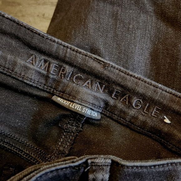 American Eagle AEO Black Hi-Rise Jeggings Ripped High Waisted Stretchy Skinny - Picture 9 of 12